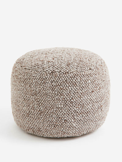 H&M Home Grey and brown marl wool blend pouffe at Collagerie