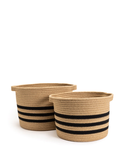 Habitat Beige and black striped storage baskets (set of 2) at Collagerie