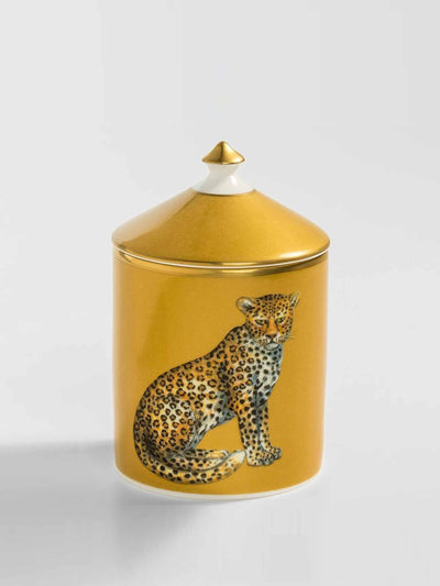 Halcyon Days Leopard gold jasmine lidded candle at Collagerie