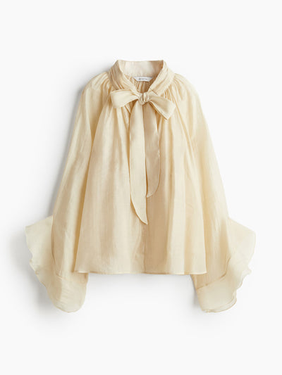 H&M Sheer tie-neck blouse at Collagerie