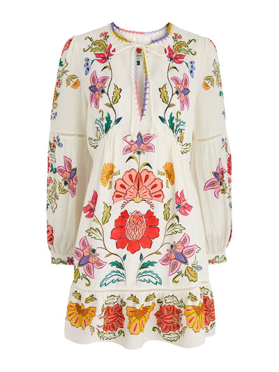 Farm Rio Floral Insects printed linen-blend minidress at Collagerie