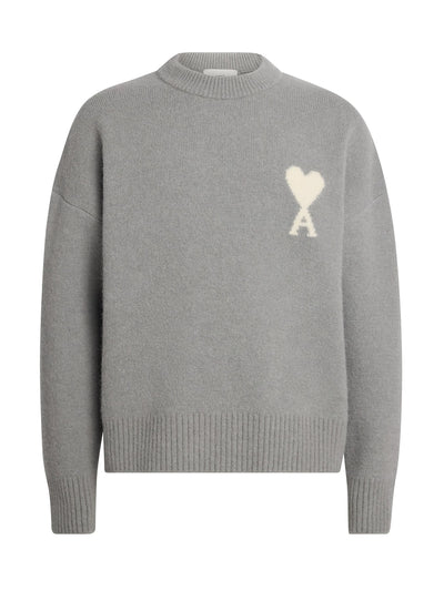 Ami Paris Grey alpaca-blend crew-neck sweater at Collagerie