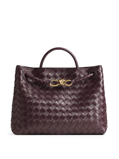 Bottega Veneta Brown small intrecciato leather andiamo top-handle bag at Collagerie
