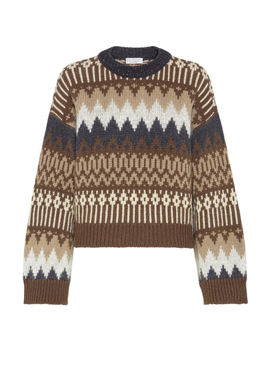 Brunello Cucinelli Brown cashmere dazzling mountain sweater at Collagerie