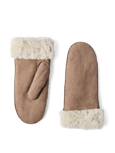 Brunello Cucinelli Brown shearling mittens at Collagerie