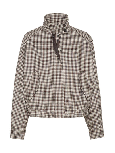 Brunello Cucinelli Virgin wool check bomber jacket at Collagerie