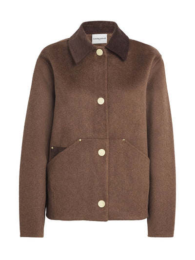 Claudie Pierlot Brown wool-blend barn jacket at Collagerie