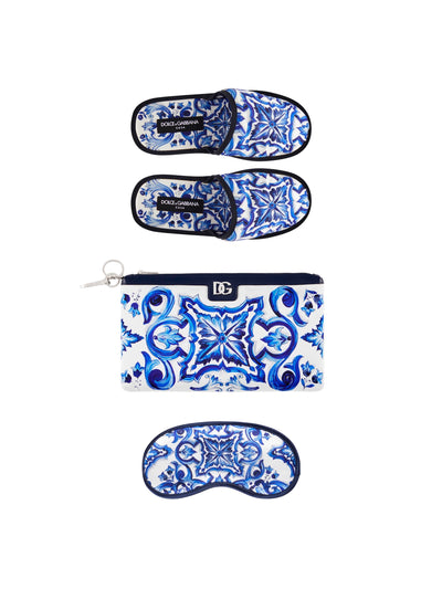 Dolce & Gabbana Casa Majolica Slippers and Sleep Mask Travel Set at Collagerie