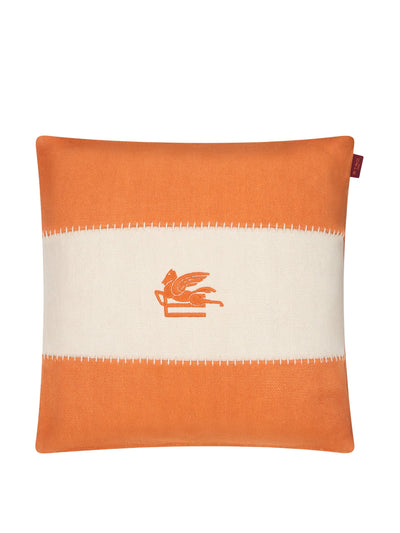 Etro Linen pegaso embroidered cushion at Collagerie