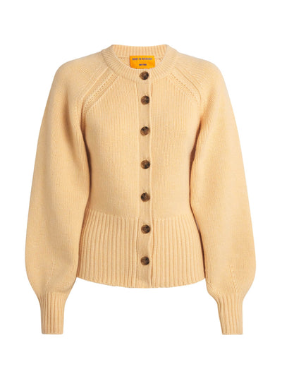 Guest In Residence Yellow cashmere sculpted cardigan at Collagerie