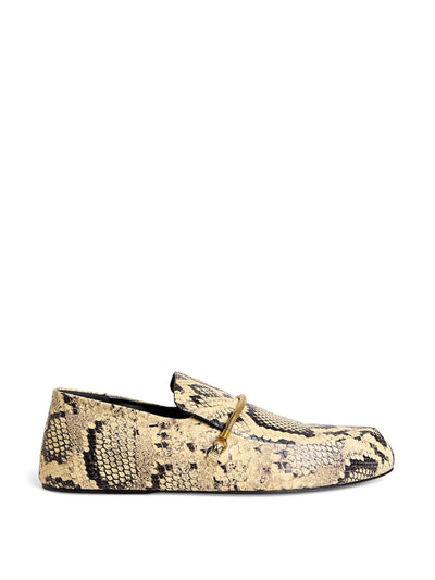 Jil Sander Leather snakeskin-effect loafers at Collagerie