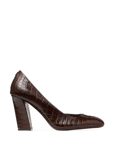 Jimmy Choo Brown Farren 85 leather croc-embossed pumps at Collagerie