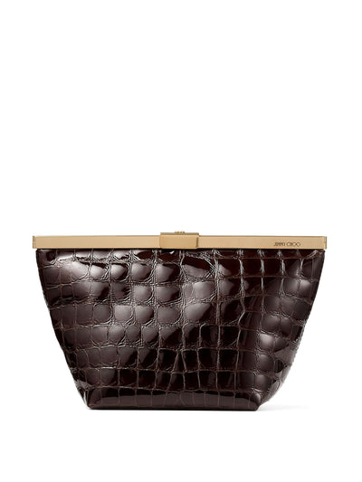Jimmy Choo Croc-embossed ganache clutch bag at Collagerie