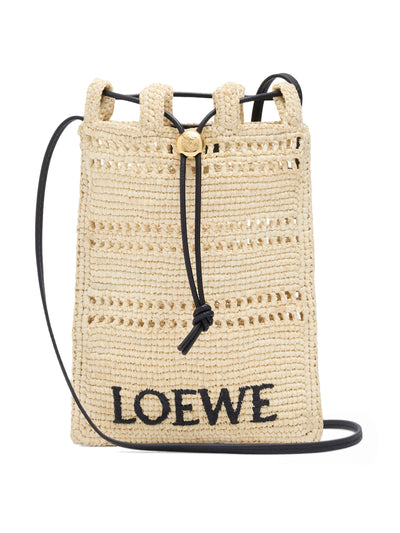 Loewe Paula's Ibiza Raffia drawstring pocket bag at Collagerie