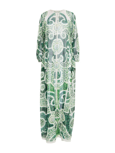 Mary Katrantzou Green topiary kaftan at Collagerie