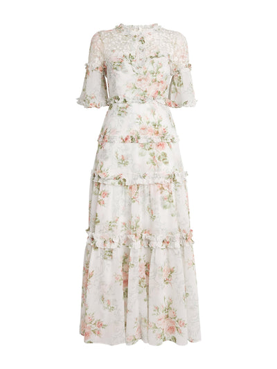 Needle & Thread Madame Rose Carla chiffon maxi dress at Collagerie