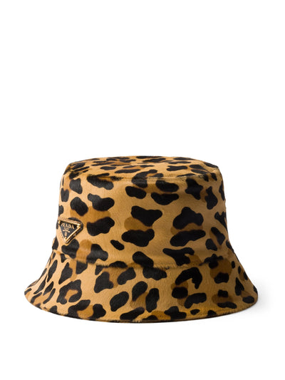Prada Leopard print leather bucket hat at Collagerie