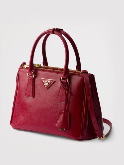 Prada Red small patent saffiano leather galleria top-handle bag at Collagerie
