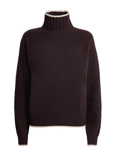 Sandro Brown wool-cashmere high-neck sweater at Collagerie