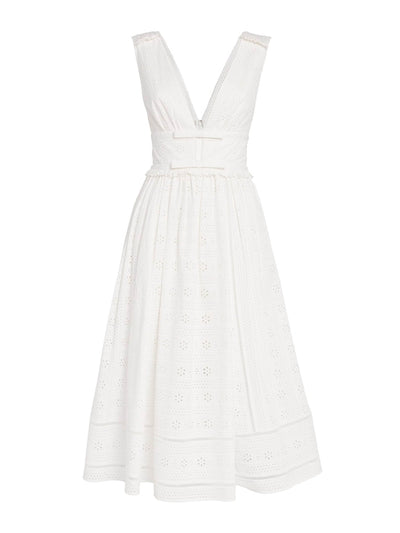Self-Portrait Broderie anglaise bow midi dress at Collagerie