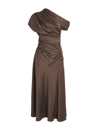 Simkhai Satin asymmetric joanna midi dress at Collagerie