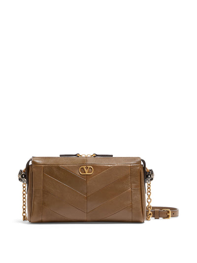 Valentino Garavani Brown small lambskin panthea shoulder bag at Collagerie