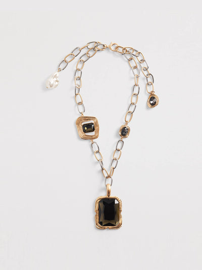 Weekend Max Mara Yellow crystal pendant necklace at Collagerie