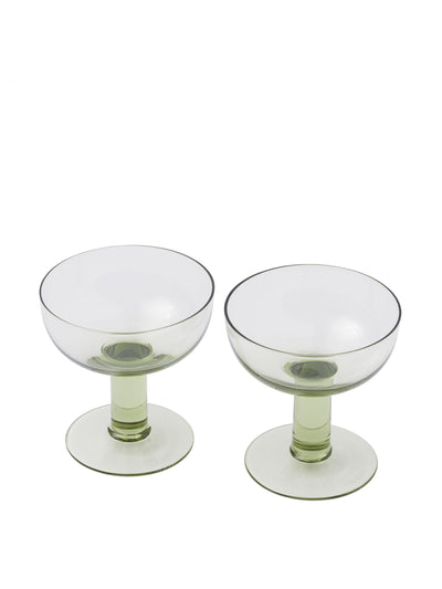 Prada Green champagne coupes (Set of 2) at Collagerie