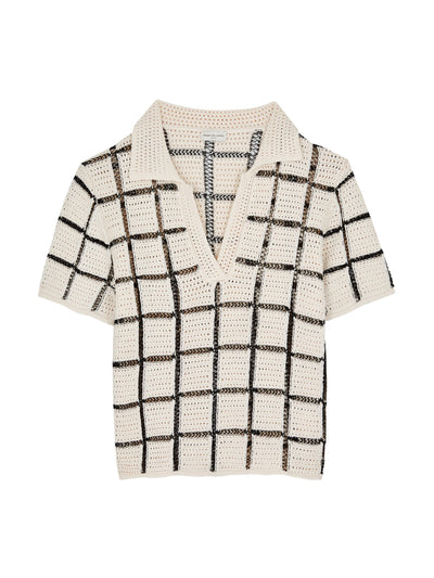 Dries Van Noten Tiramisu checked crochet polo shirt at Collagerie