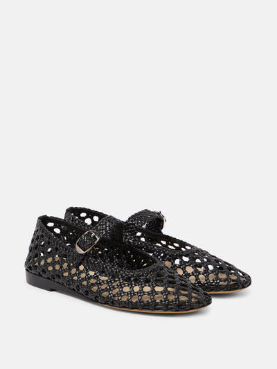 Le Monde Beryl Mary Jane woven leather flats at Collagerie