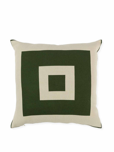 Ambar Bold frame square cushion in forest green at Collagerie