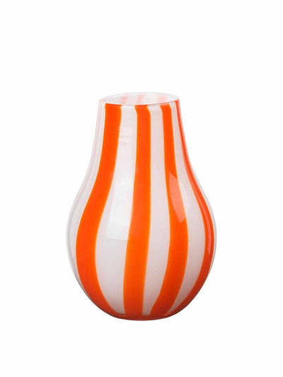 Broste Copenhagen Orange striped glass vase at Collagerie