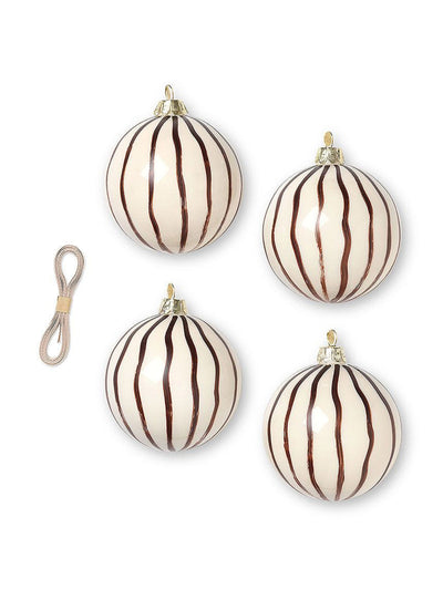 Ferm Living Glass lines ornaments red brown (set of 4) at Collagerie