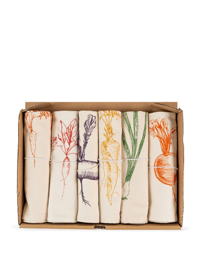 Lottie Day Mixed vegetable napkin gift set of 6 at Collagerie