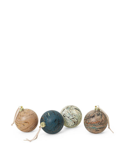 Ferm Living Marble baubles (set of 4) at Collagerie