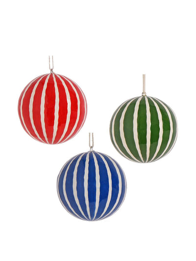 Heal's Paper mache stripe bauble 7cm at Collagerie