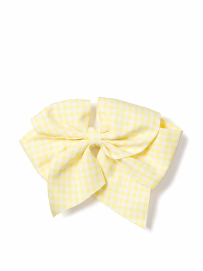 Heidi Rose Large twill hair bow in yellow gingham at Collagerie