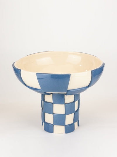 Henry Holland Studio Blue and White Extra Large 3D Checkerboard Chalice at Collagerie