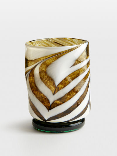 Henry Holland Studio Tortoise and white swirl mid-ball glass tumbler at Collagerie
