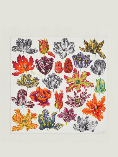 Hermès White silk floral scarf at Collagerie