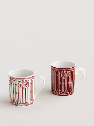 Hermès H Deco rouge mugs (set of 2) at Collagerie