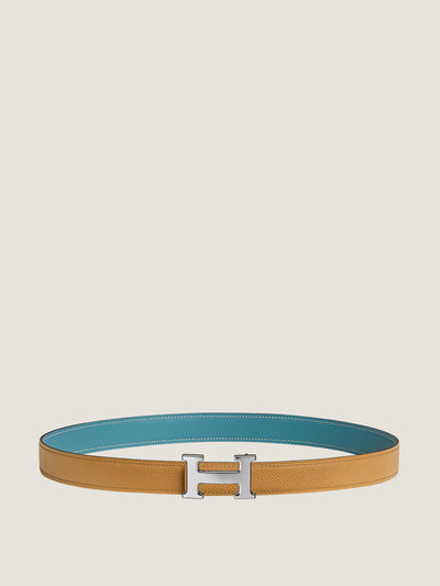 Hermès Tan and blue reversible leather belt at Collagerie