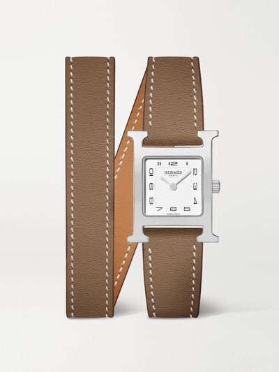 Hermès Timepieces Heure H small stainless steel and leather watch at Collagerie