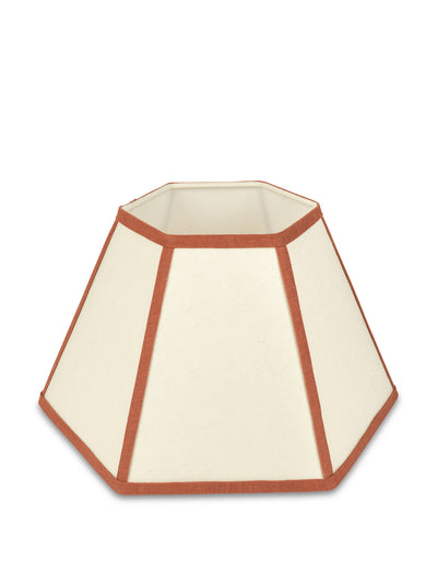 Volga Linen Hexagonal lampshade in oatmeal with contrast trim at Collagerie