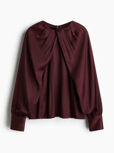 H&M Balloon-sleeved satin blouse at Collagerie