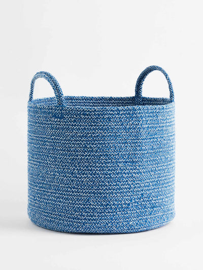 H&M Home Blue cotton storage basket at Collagerie