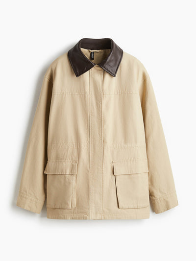 H&M Coated-collar twill jacket at Collagerie