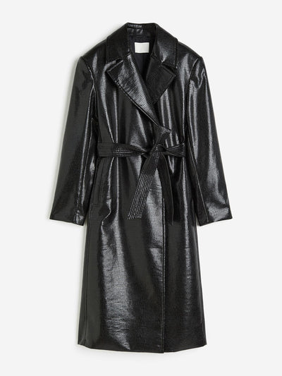 H&M Black coated trench coat at Collagerie