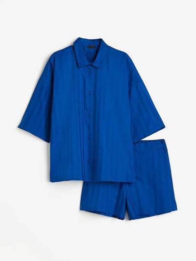 H&M Cotton sateen pyjama shirt and shorts at Collagerie