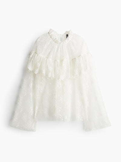 H&M Flounce-trimmed lace blouse at Collagerie